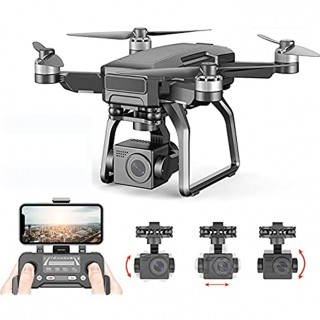 lxymyxl Drone Professionnel de 3 km avec caméra HD à cardan 4K 3 Axes Drones GPS 5G WiFi FPV pour Adultes quadrirotor RC à Moteur sans Balai Retour Automatique Suivez-Moi